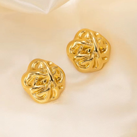Stainless Steel Folded Stud Earrings