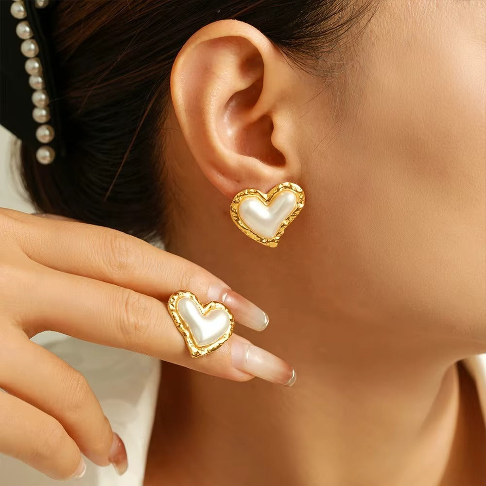 18K Gold Plated Luxury Heart Shaped  Stud Earring