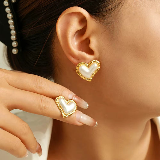 18K Gold Plated Luxury Heart Shaped  Stud Earring