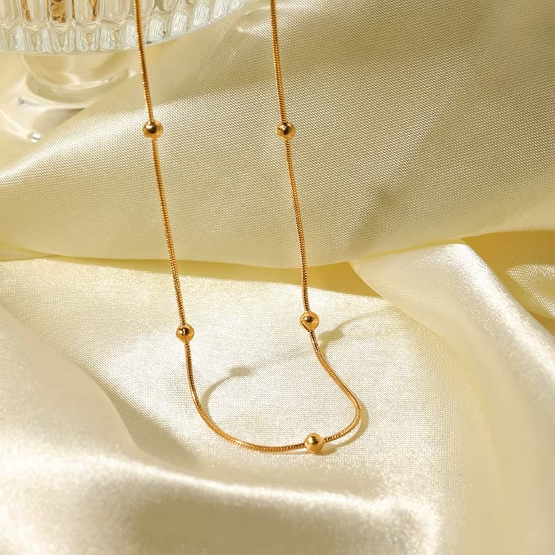 18K Gold Plated Snake Chain Ball Charms  Necklace