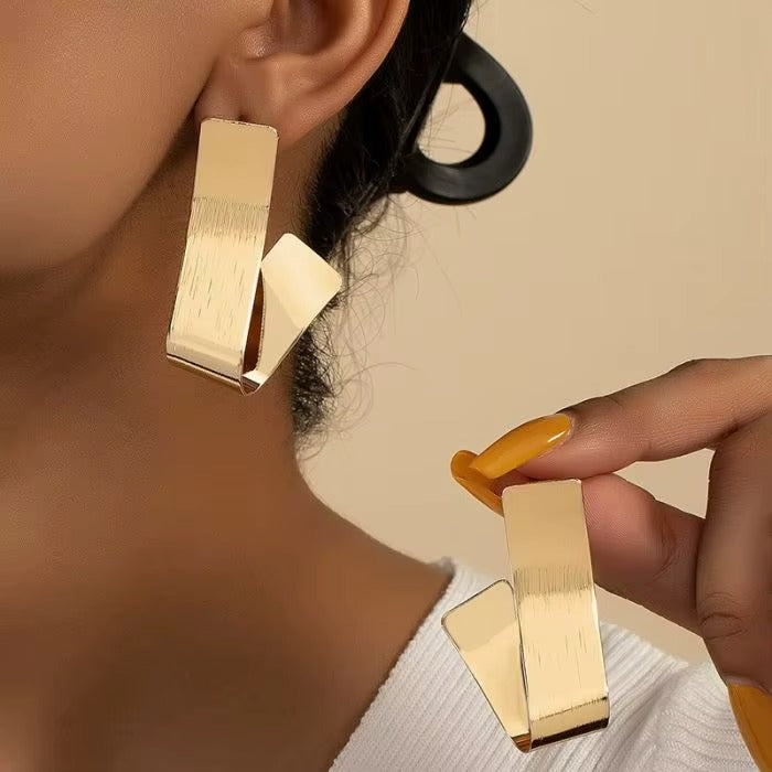 18k Gold Plated Exaggerated Metal Knot Stud Earrings