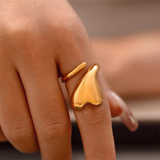 18K Gold Plated Twin Heart Adjustable Ring