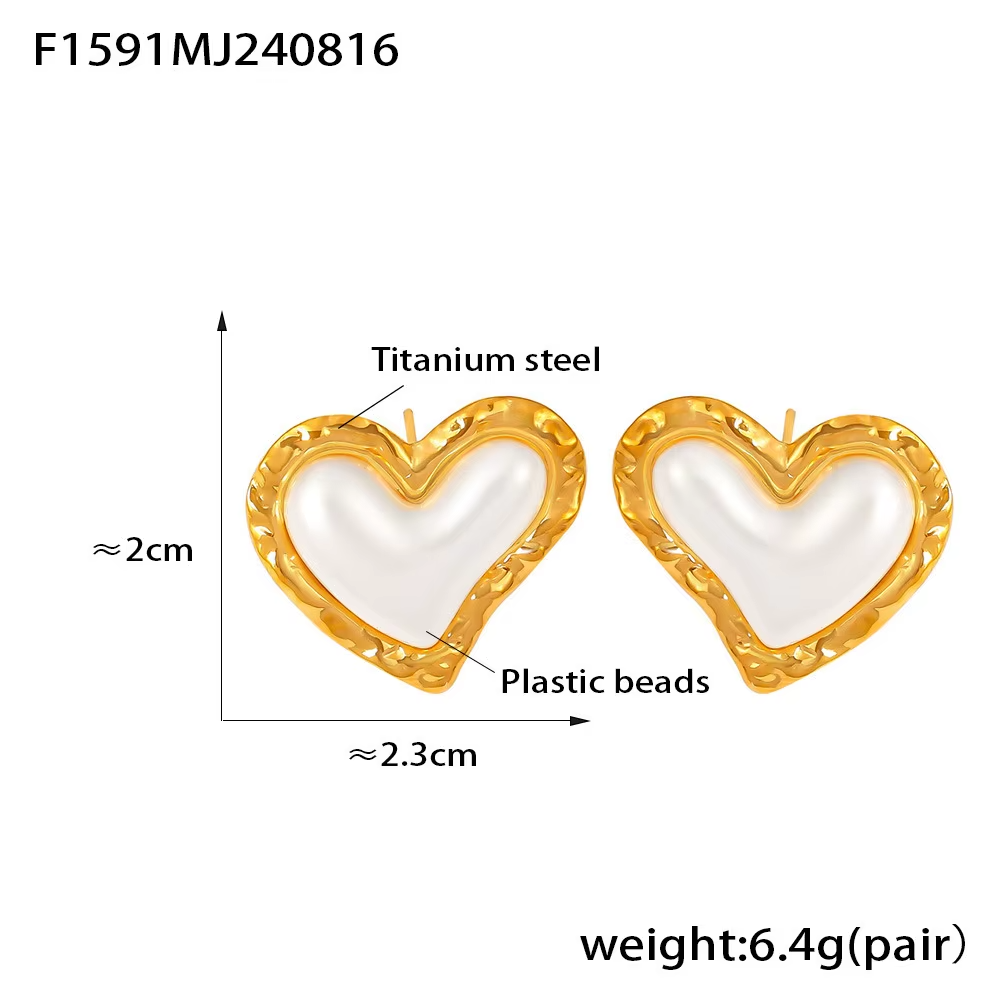 18K Gold Plated Luxury Heart Shaped  Stud Earring