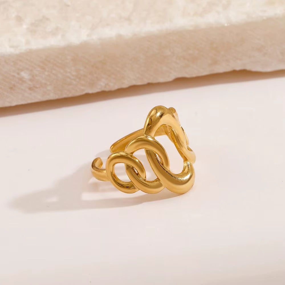 18K Gold-Plated Ellipses Geometric Ring