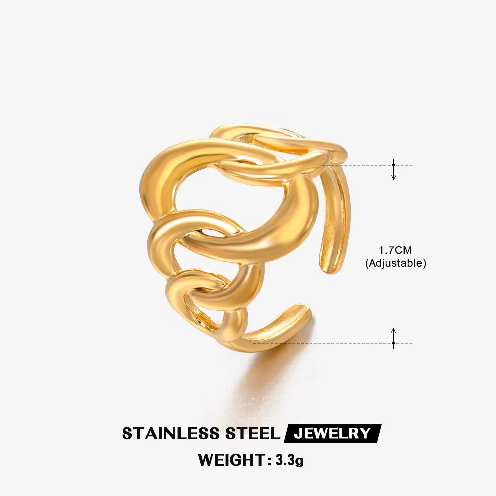 18K Gold-Plated Ellipses Geometric Ring