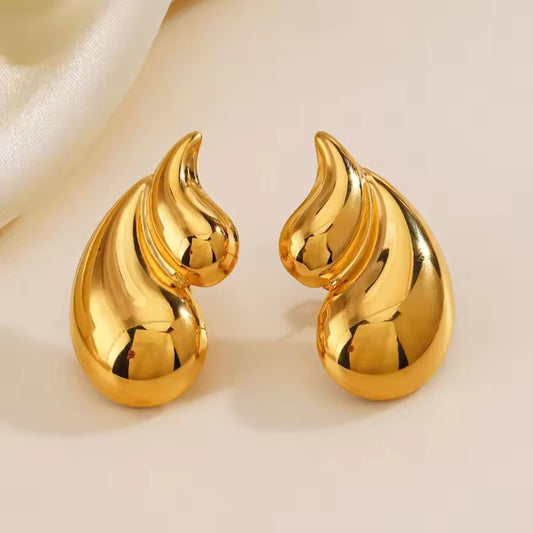 18K Gold Plated Trendy Droplet Shape Statement Earrings