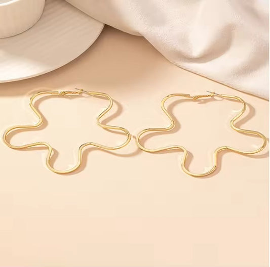 Gold Plated Flower Large Anti Tarnish Earring