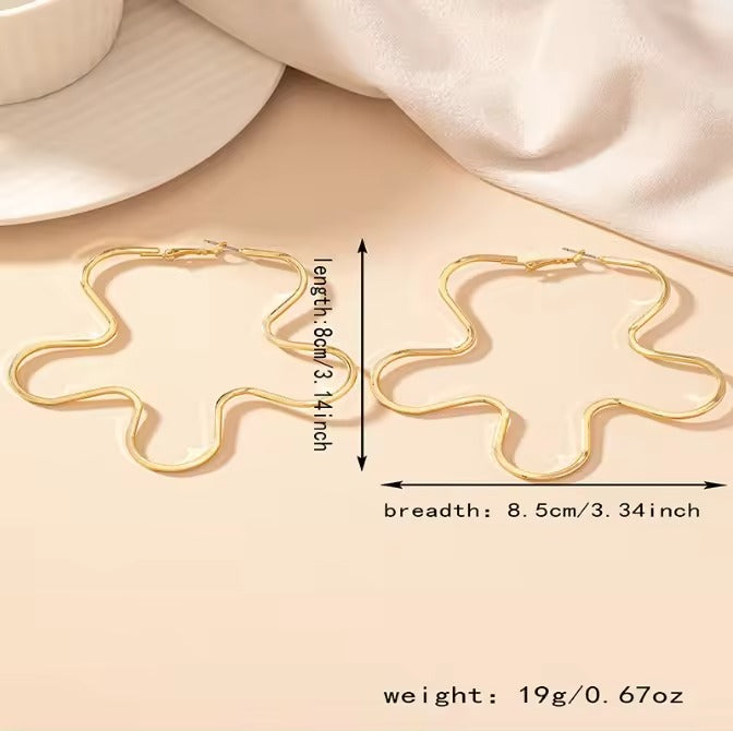 Gold Plated Flower Large Anti Tarnish Earring