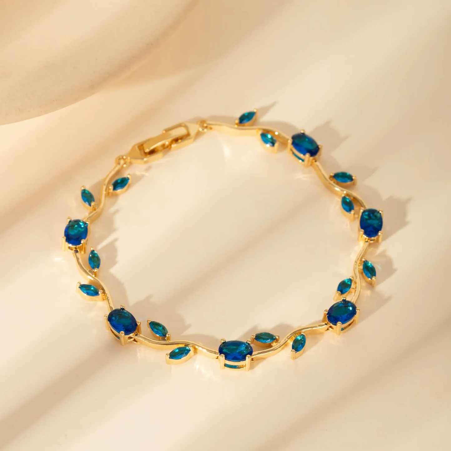 Gold Plated Cubic Zirconia Tear Drop Bangle Bracelet