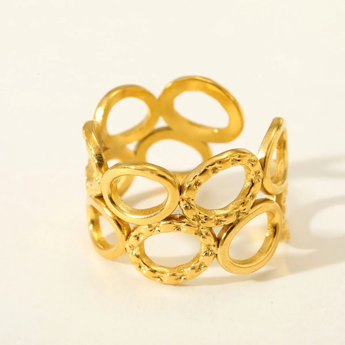 18K Gold Plated Oval Link Statement Ring