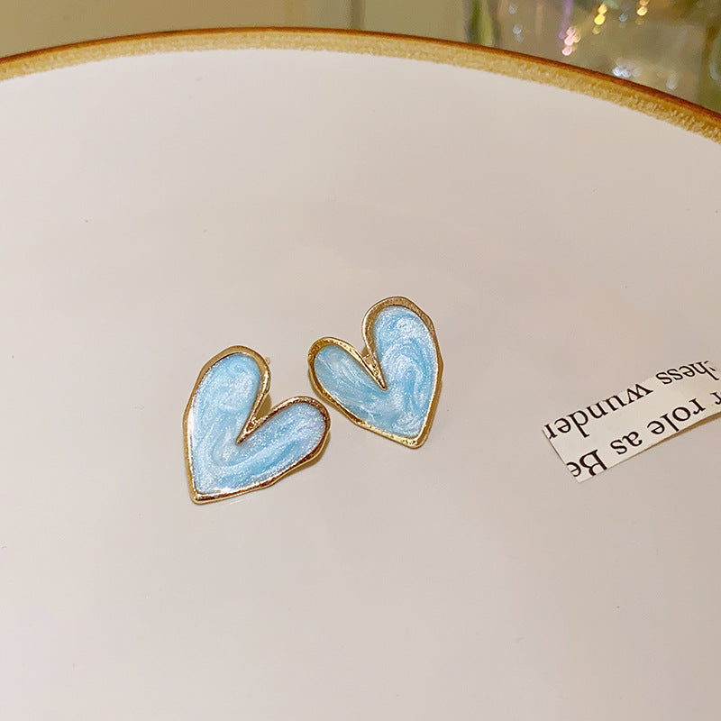 Blue Heart Shape Stud Earring