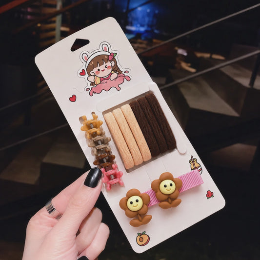 Cute Daisy Hair Clip & Rubber Band Combo
