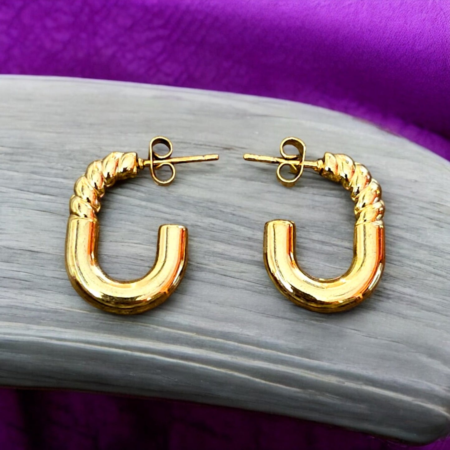 Anti Tarnish Half Hoop Golden Earrings