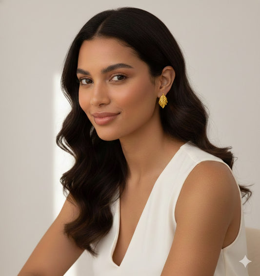 18k Gold Plated Leaf Anti Tarnish Earring