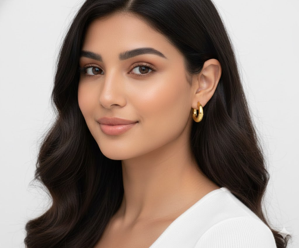 18K Gold Plated Moon Hoops Anti Tarnish Earring