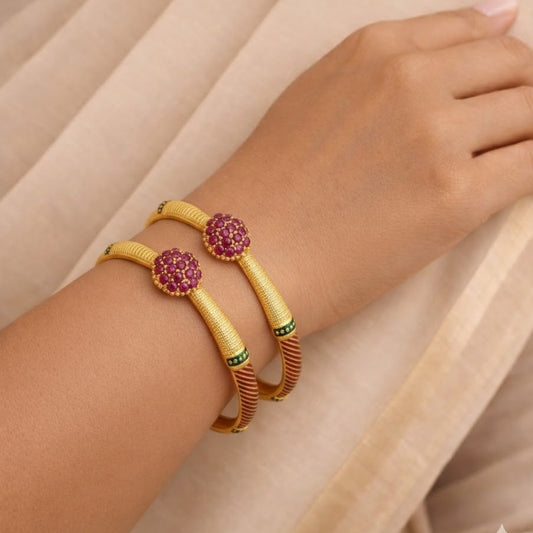 18k Gold Plated Imperial Glow Twin Gem Bangles