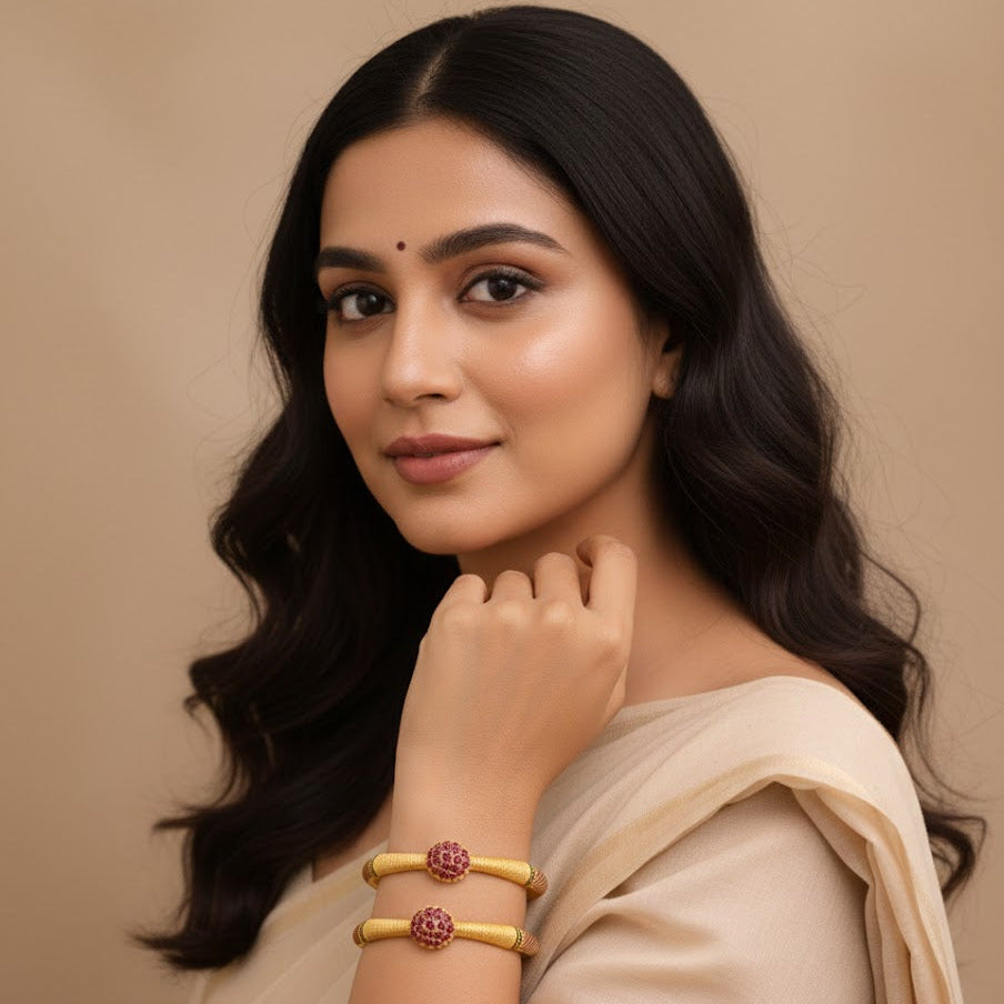 18k Gold Plated Imperial Glow Twin Gem Bangles