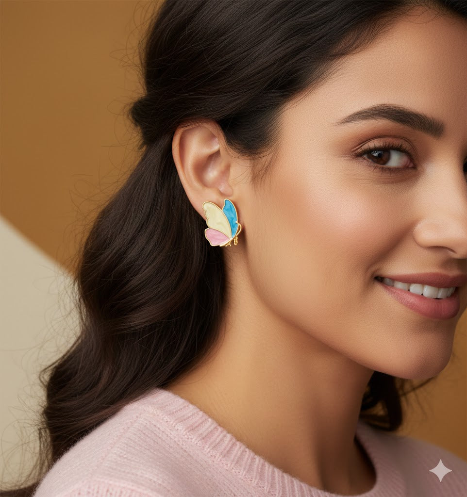 Multicolor Whispering Butterfly Stud Earring