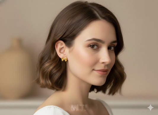 18k Gold Plated Bow Anti Tarnish Earrings