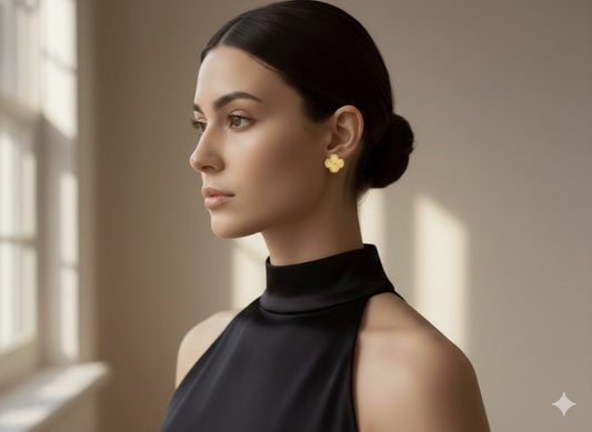 Golden Clover Floral Stud Earring