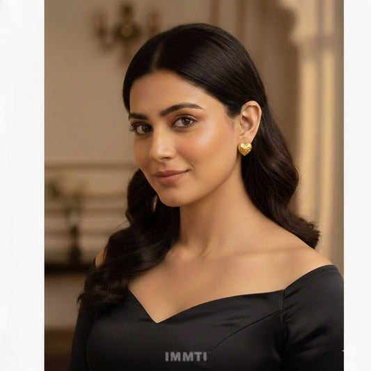 18K Gold Plated Heart Shape Stud Earrings