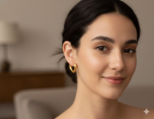 18K Gold Plated Golden Antique Hoops Anti Tarnish Earring