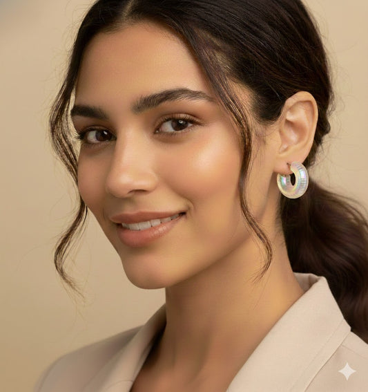 Aurora Hoops Clear Drop Earring