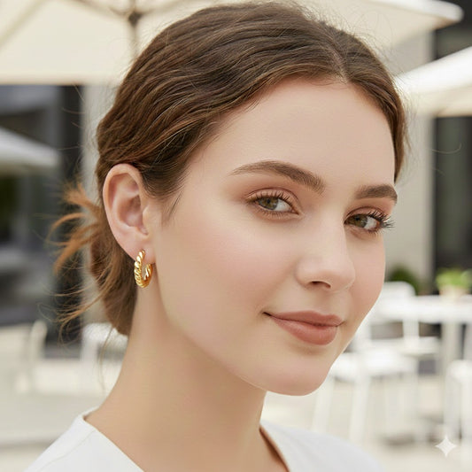 Only 18K Gold Plated Radiant Twist Hoops Anti Tarnish Earring