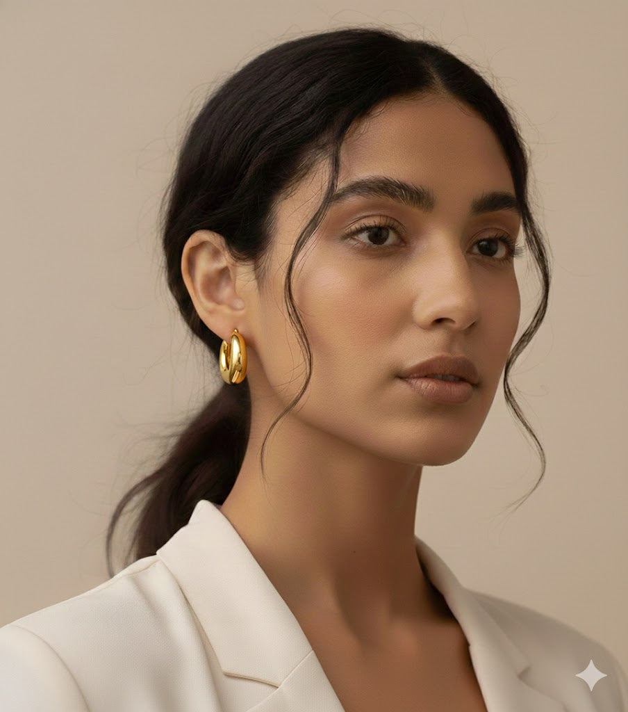 18K Gold Plated Golden Hoops Anti Tarnish Earring