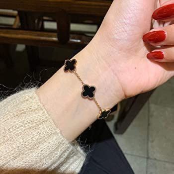 Anti Tarnish Black Flower Bracelet