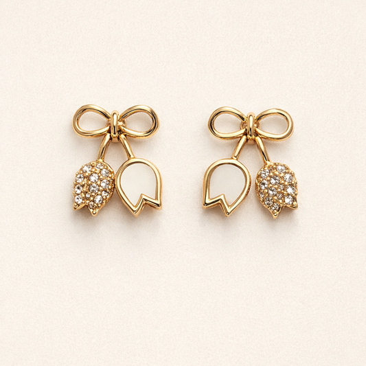 Korean Style Rose Bow Earring