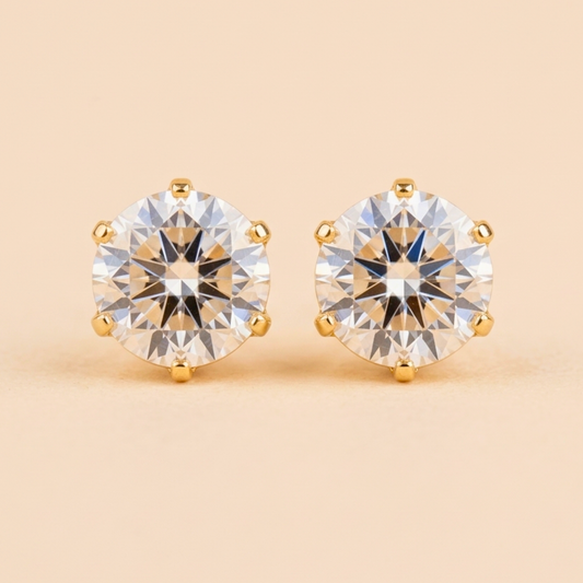 Four-Prong Round Grown Diamond Earring