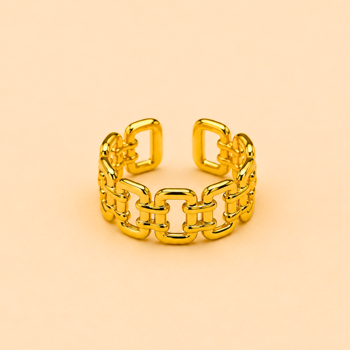18K Gold Plated Luxe Chain Link Open Ring
